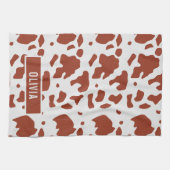 おもしろい名前をカスタムするアイルシャーカウズアニマルプリントパターン キッチンタオル (横)