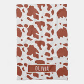 おもしろい名前をカスタムするアイルシャーカウズアニマルプリントパターン キッチンタオル (縦)