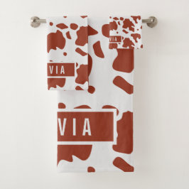 おもしろい名前をカスタムするアイルシャーカウズアニマルプリントパターン バスタオルセット