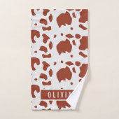 おもしろい名前をカスタムするアイルシャーカウズアニマルプリントパターン バスタオルセット (ハンドタオル)