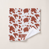 おもしろい名前をカスタムするアイルシャーカウズアニマルプリントパターン バスタオルセット (ウォッシュタオル)