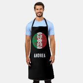 おもしろい名前をカスタムするイタリイタリアンア国旗Pepperoniピザ エプロン (着用した状態)