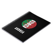 おもしろい名前をカスタムするイタリイタリアンア国旗Pepperoniピザ ノートブック (左側)