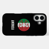 おもしろい名前をカスタムするイタリイタリアンア国旗Pepperoniピザ Case-Mate iPhoneケース (裏面 (横))