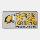 おもしろい名前をカスタムする建築作業者 デスクマット (正面)