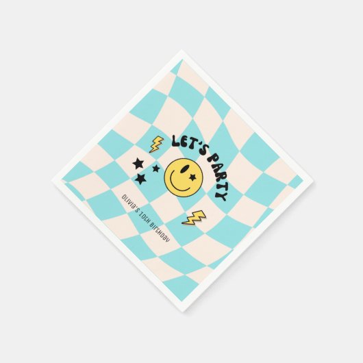 おもしろい名門私立校風のパステルブルーY2Kレトロ誕生日ナプキンス スタンダードカクテルナプキン (角)