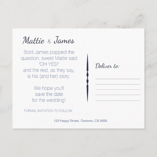 おもしろい吹き出し日付の保存 案内ポストカード (裏面)