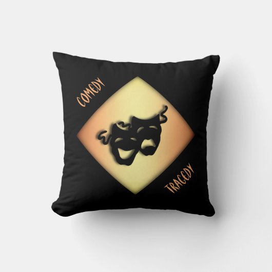 おもしろい喜劇と悲劇の演劇マスク クッション (正面)