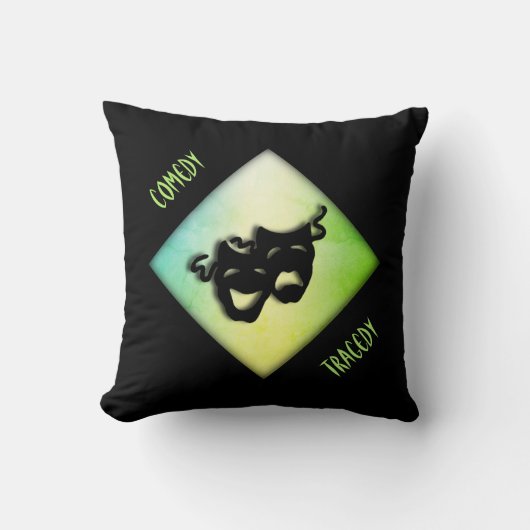 おもしろい喜劇と悲劇の演劇マスク クッション (正面)
