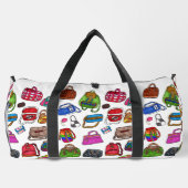 おもしろい図解入りの、写真付きのかわいい財布の柄ラブアート ダッフルバッグ (裏面)