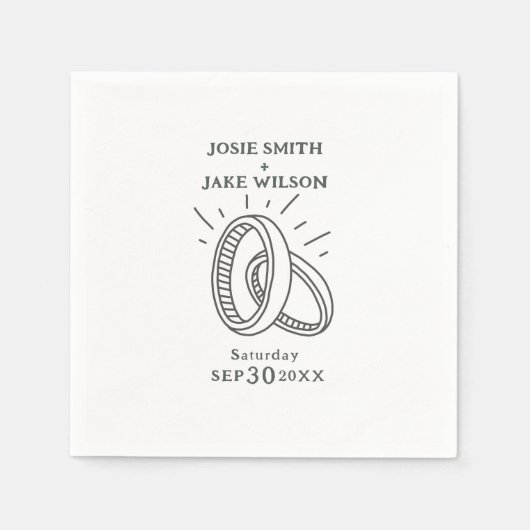 おもしろい図解入りの、写真付きの結婚リング スタンダードカクテルナプキン (正面)