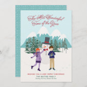 おもしろい図解入りの、写真付きの雪だるまとキッズフォト シーズンカード (正面/裏面)