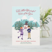 おもしろい図解入りの、写真付きの雪だるまとキッズフォト シーズンカード (スタンド正面)