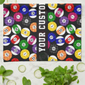 おもしろい国スタイル市松模様にビリヤード模様 キッチンタオル (折り畳み)