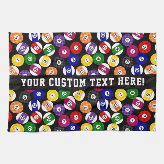 おもしろい国スタイル市松模様にビリヤード模様 キッチンタオル (横)