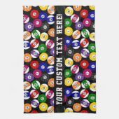 おもしろい国スタイル市松模様にビリヤード模様 キッチンタオル (縦)