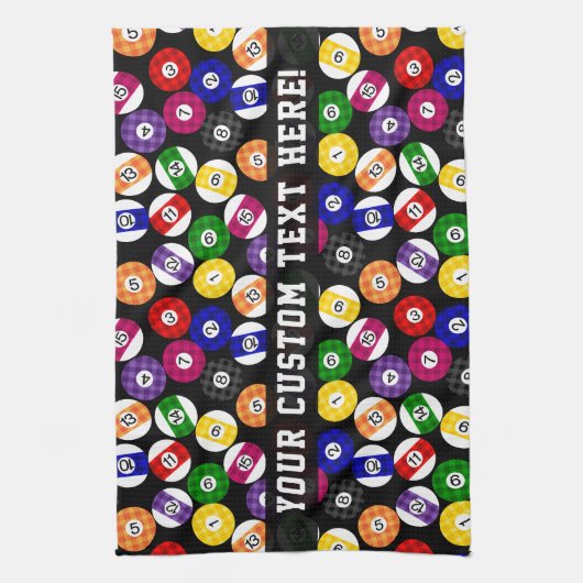 おもしろい国スタイル市松模様にビリヤード模様 キッチンタオル (縦)