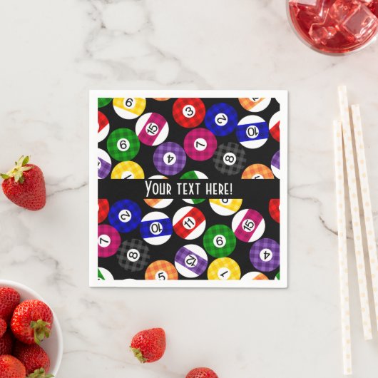 おもしろい国スタイル市松模様にビリヤード模様 スタンダードカクテルナプキン (インサイチュ)