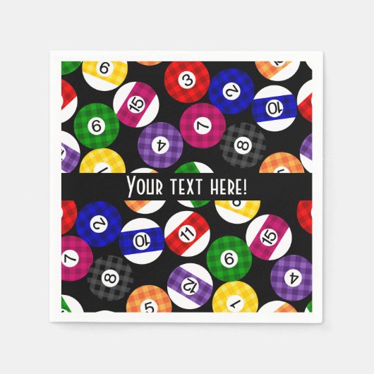 おもしろい国スタイル市松模様にビリヤード模様 スタンダードカクテルナプキン (正面)