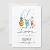 おもしろい園帰りカクテル60thバースデーパーティー 招待状 (正面)