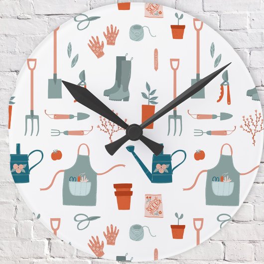 おもしろい園芸時間 ラウンド壁時計