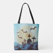 おもしろい墓地の墓は満月ハロウィンを越えた トートバッグ (裏面)