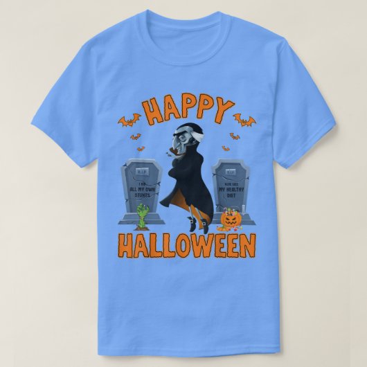 おもしろい墓石ハッピーハローウィンヴァンパイア2901 Tシャツ (デザイン正面)