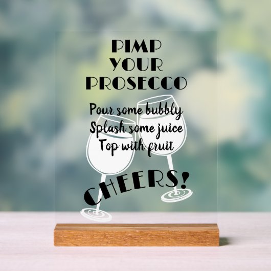 おもしろい売春あっせん業者Proseccoカクテルバー手順 アクリルサイン (ニュートラル)