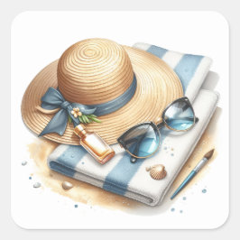 おもしろい夏のシール スクエアシール