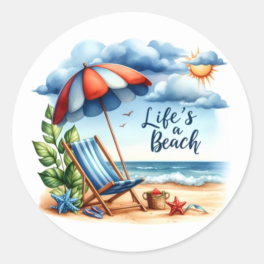 おもしろい夏のシール ラウンドシール (正面)