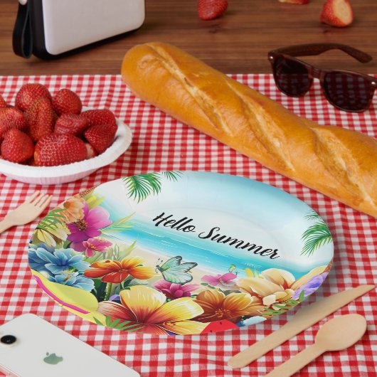 おもしろい夏のビーチシーン ペーパープレート (ピクニック)