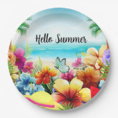 おもしろい夏のビーチシーン ペーパープレート (正面)