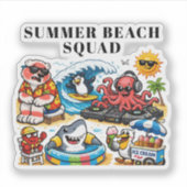 おもしろい夏のビーチパーティーの動物たち - DJタコ＆スー シール (正面)