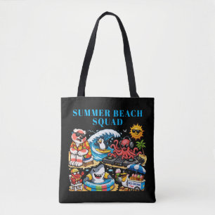 おもしろい夏のビーチパーティーの動物たち - DJタコ&スー トートバッグ