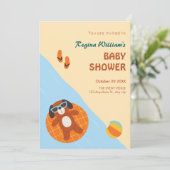 おもしろい夏の犬ビーチベイビーシャワー 招待状 (スタンド正面)