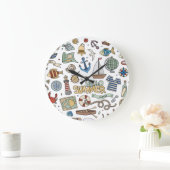 おもしろい夏ビーチイラストレーション ラージ壁時計 (ホーム)