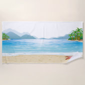 おもしろい夏ビーチシーンウォーターサンドサンシャイン ビーチタオル (正面)