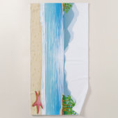 おもしろい夏ビーチシーンウォーターサンドサンシャイン ビーチタオル (正面)