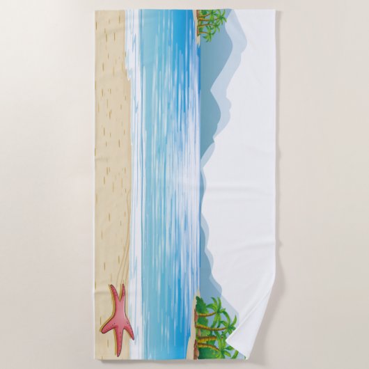 おもしろい夏ビーチシーンウォーターサンドサンシャイン ビーチタオル (正面)