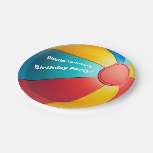 おもしろい夏ビーチボールバレーボール誕生日パーティー ペーパープレート (アングル)