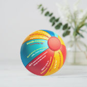 おもしろい夏ビーチボールバレーボール誕生日パーティー 招待状 (スタンド正面)