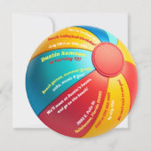 おもしろい夏ビーチボールバレーボール誕生日パーティー 招待状 (正面)