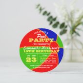 おもしろい夏ビーチボールプールパーティー任意の年齢誕生日 招待状 (スタンド正面)