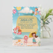 おもしろい夏ビーチ誕生日パーティーへの招待 招待状 (スタンド正面)