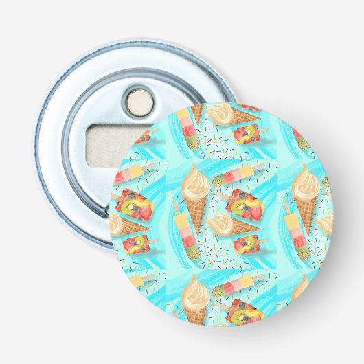 おもしろい夏期をテーマにしたボタン/ボトルオープナー 栓抜き (正面)