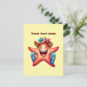 おもしろい夏期カスタマイズ可能なビーチヒトデ ポストカード (スタンド正面)