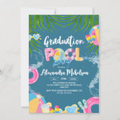 おもしろい夏期卒業プールパーティー 招待状 (正面)