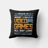 おもしろい夢を見るビデオゲーマー クッション (裏面)
