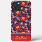 おもしろい大きな赤い花海軍のパターンのインスピレーション Case-Mate iPhoneケース (裏面)