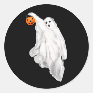 おもしろい大人ハロウィン笑わされる幽霊 ラウンドシール